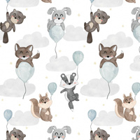 ANIMALS IN CLOUDS pat. 2 - Viscose jersey