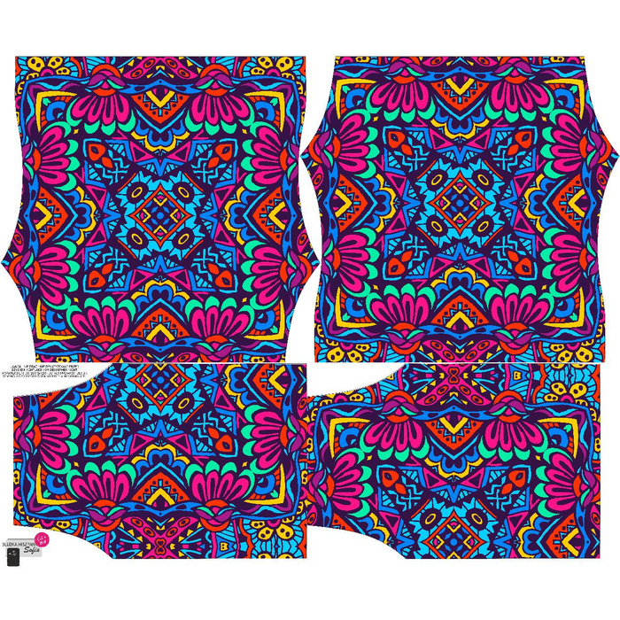 Bardot neckline blouse (SOFIA) - STAINED GLASS pat. 2 - sewing set L