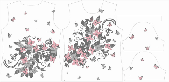 WOMEN’S T-SHIRT - FLORAL / grey-pink - single jersey S
