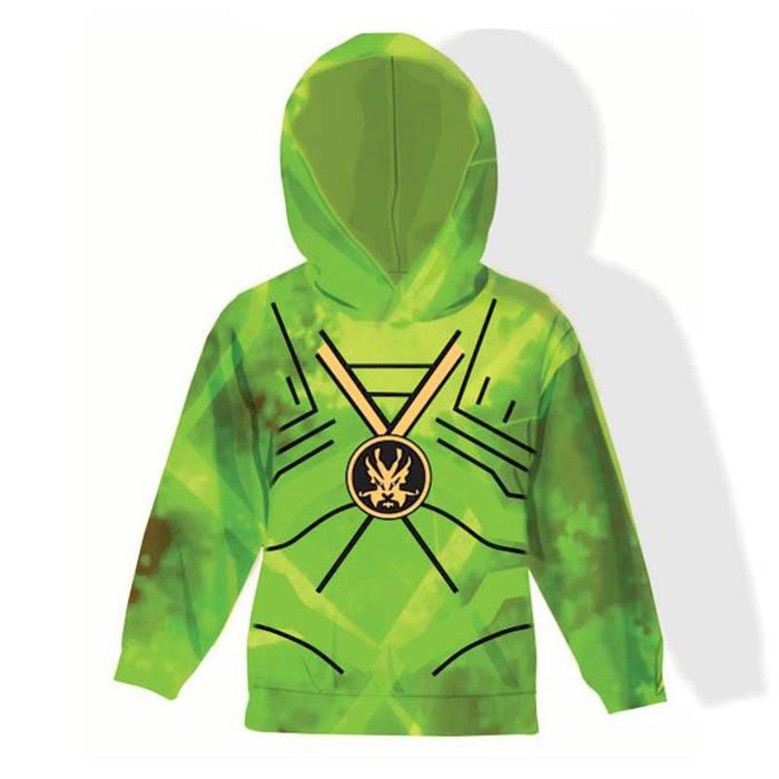 GREEN NINJA HODDIE - looped knit fabric (110/116)