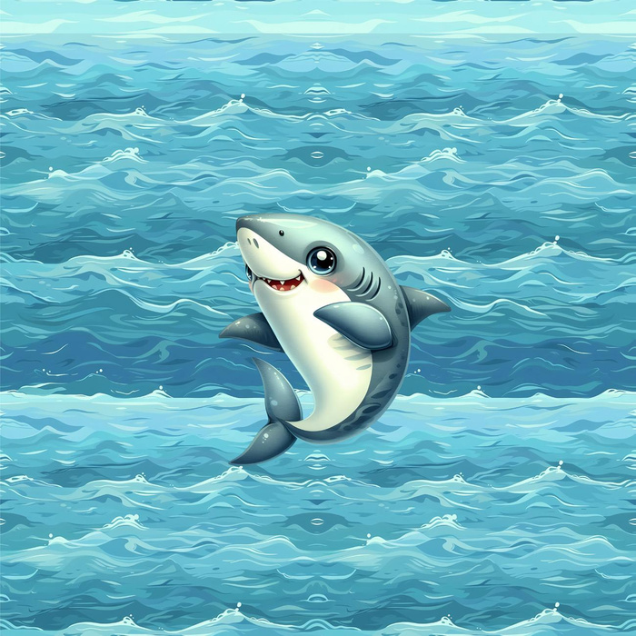 SHARK (SEA ANIMALS WZ. 1) - PANEL (60cm x 50cm) tkanina wodoodporna