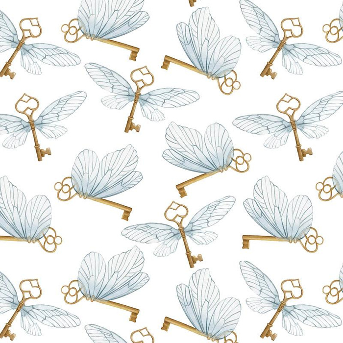 WINGED KEYS (MAGIC SCHOOL) - looped knit fabric