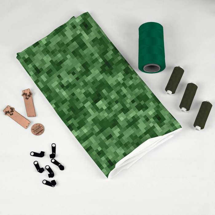 PIXELS pat. 2 / olive - single jersey with elastane 