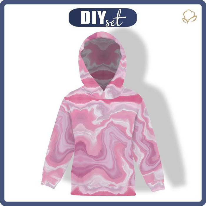 KIDS HOODIE - WATERCOLOR pat. 5 - looped knit fabric (110/116)