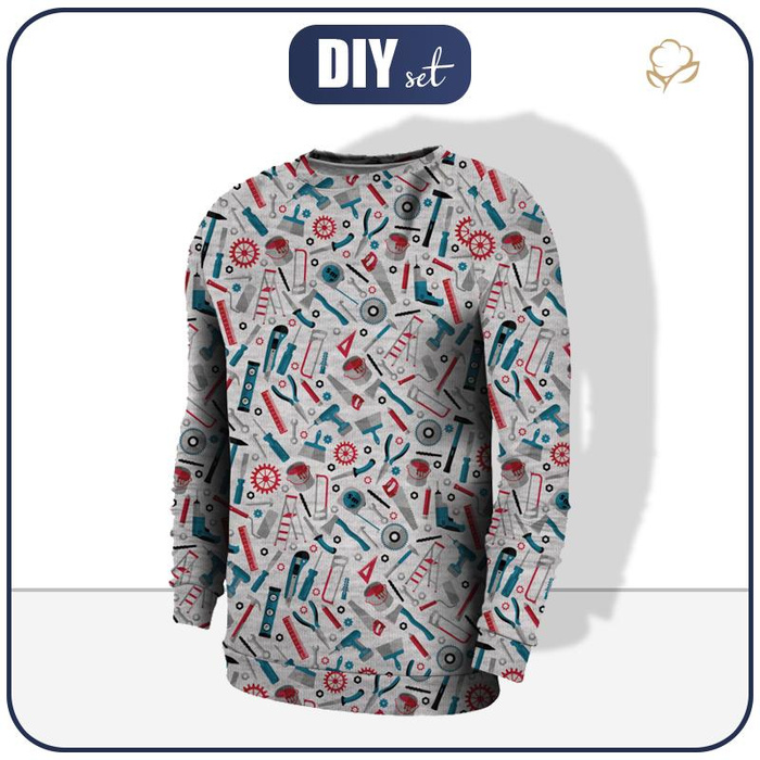 HERREN SWEATSHIRT - WERKSTATT / melange hellgrau -  Elastischer Wintersweat L