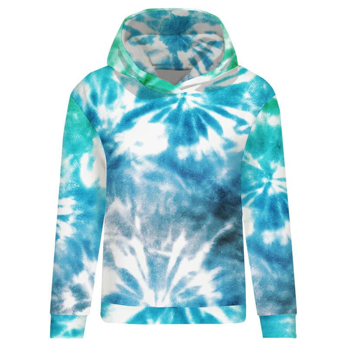 BLUZA DAMSKA (POLA) CLASSIC Z KAPTUREM - BATIK wz. 1 / niebiesko-zielony -  dzianina pętelkowa - XS