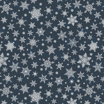 SNOWFLAKES PAT. 2 / navy- Upholstery velour