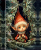 VINTAGE CHRISTMAS ELF - panel (60cm x 50cm) Waterproof woven fabric