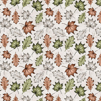 FOREST LEAVES pat. 1 / beige - Waterproof woven fabric