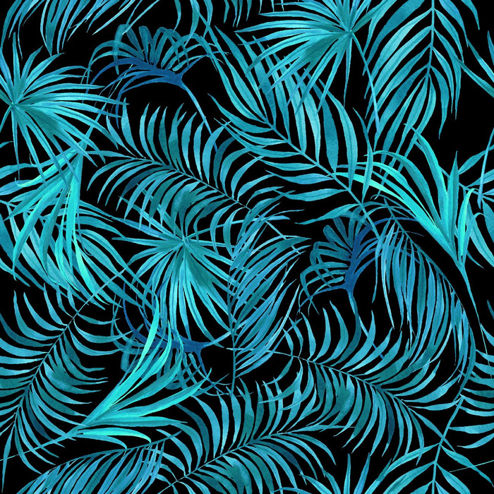 PALM LEAVES pat. 5 / black - lycra 300g