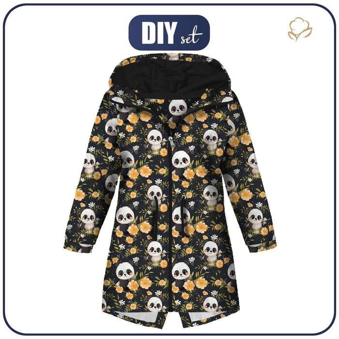 KINDERPARKA (ARIEL) - PANDY / BLUMEN - Nähset (134/140)