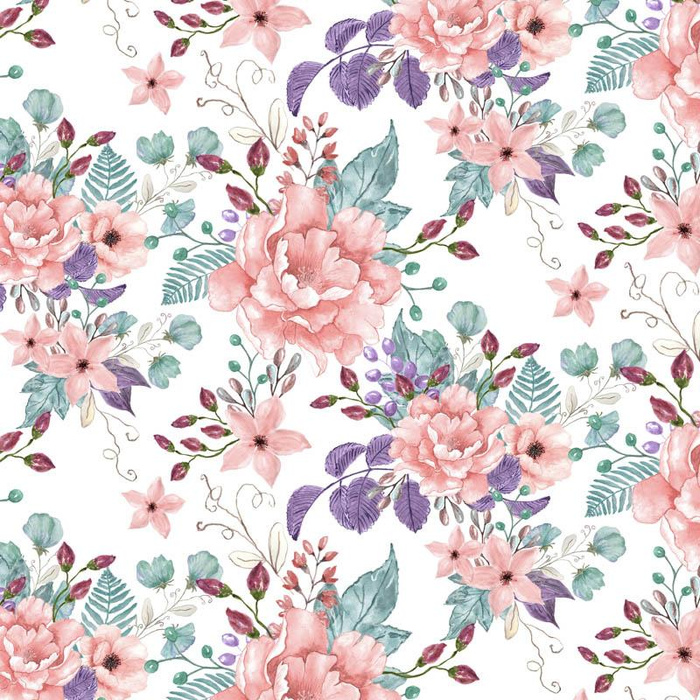 WILD ROSE FLOWERS PAT. 1 (BLOOMING MEADOW) - single jersey with elastane 