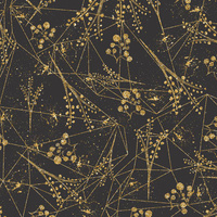 LEAVES pat. 12 (gold) / black - Waterproof woven fabric