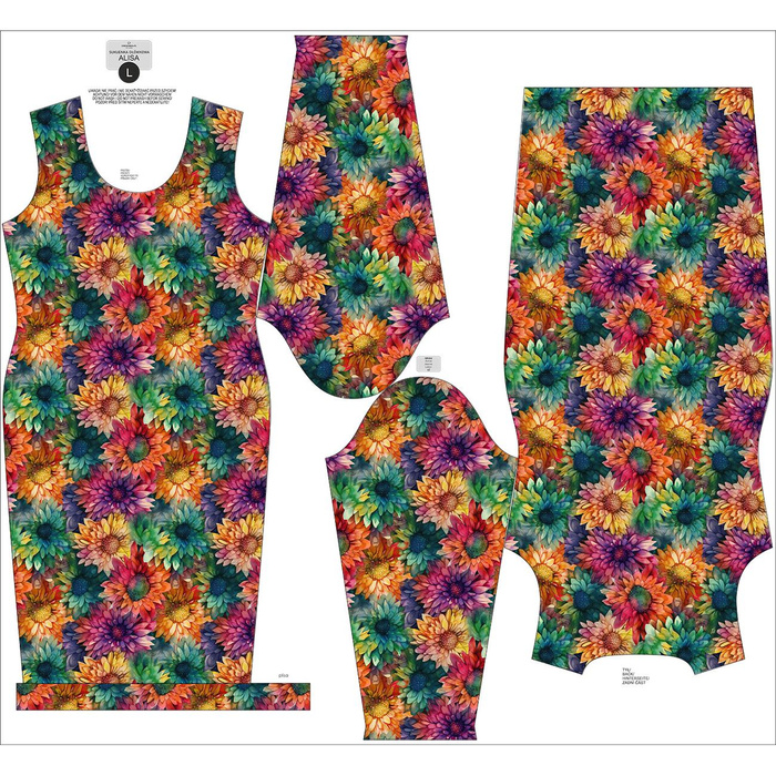 PENCIL DRESS (ALISA) -  FLOWERS pat.46 - sewing set S