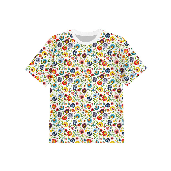KID’S T-SHIRT - LOWICZ FOLKLORE / white - Single Jersey (128/134)