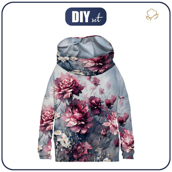 BLUZA DAMSKA (FURIA) NIETOPERZ Z KOMINEM - VINTAGE FLOWERS wz. 4 - zestaw do uszycia
