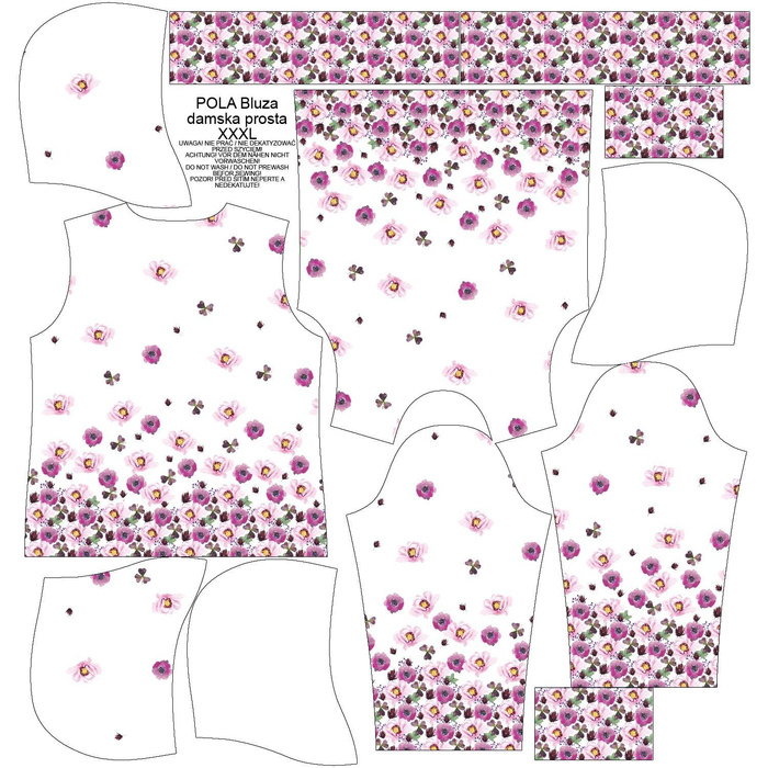 CLASSIC WOMEN’S HOODIE (POLA) - FLOWERS AND CLOVER (IN THE MEADOW) - looped knit fabric