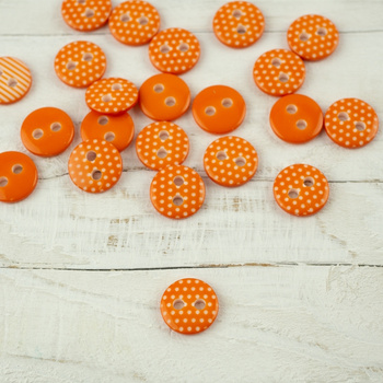 Plastic button with dots small - orange