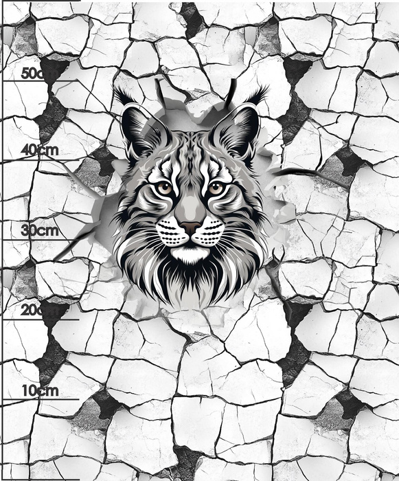 ANIMALS CRACKED wz.2 (cat) - panel (60cm x 50cm) SINGLE JERSEY