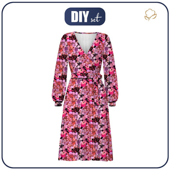 Zavinovací šaty (BIANCA) - KVĚTINOVÝ MIX (NA LOUCE) - Sada šití XXL