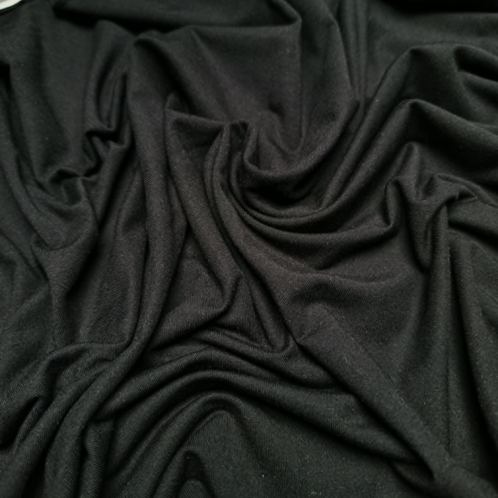 Jersey bambusowy z elastanem - CZARNY