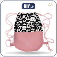 GYM BAG WITH POCKET - PANDAS / pink - sewing set