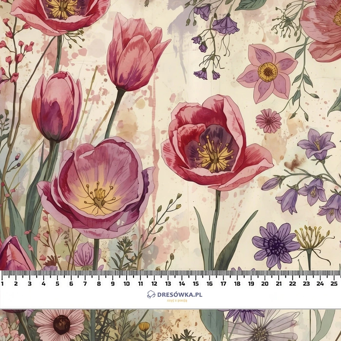 PASTEL FLOWERS WZ. 30 - Sommersweat mit Elastan