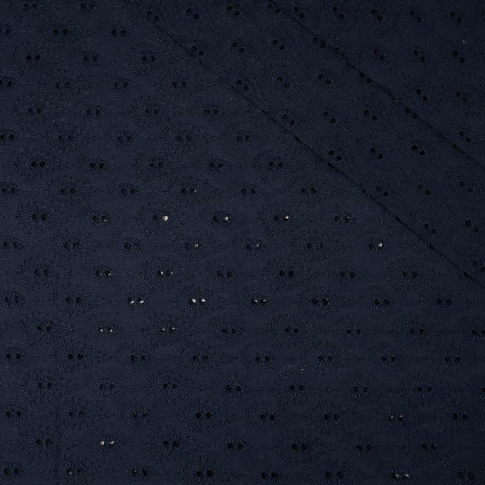 TROPFEN / navy - Bestickter Baumwollstoff