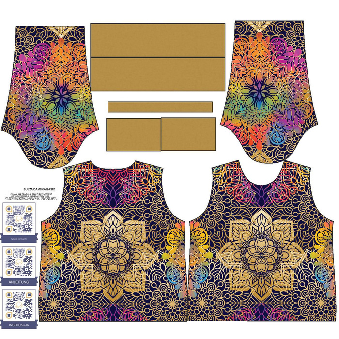 BLUZA DAMSKA (HANA) BASIC - MANDALA wz. 2 - dzianina pętelkowa ITY - XXL