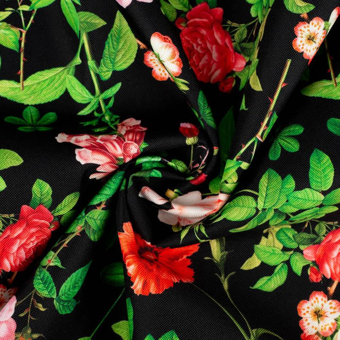 ROSEN UND BLÄTTER (PARADIESGARTEN) - Single Jersey mit Elastan ITY