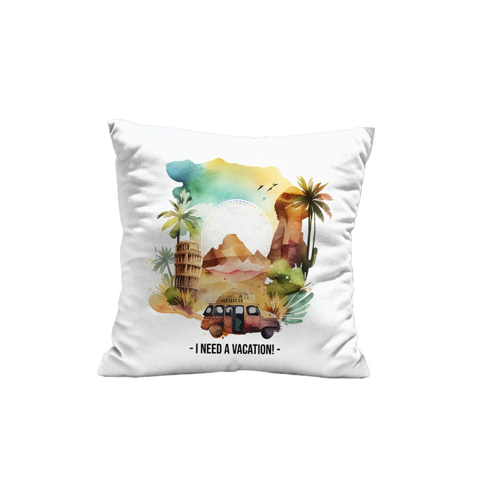 POLŠTÁŘ 45x45 - LET'S GO TRAVEL - Bavlněná tkanina - Sada šití