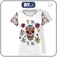DÁMSKÉ TRIČKO - LEBKY vz. 2 / bílý (DIA DE LOS MUERTOS) - single jersey