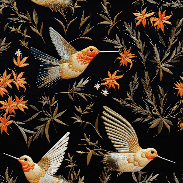 PASTEL BIRDS M. 7 (Kolibris) - Krepp