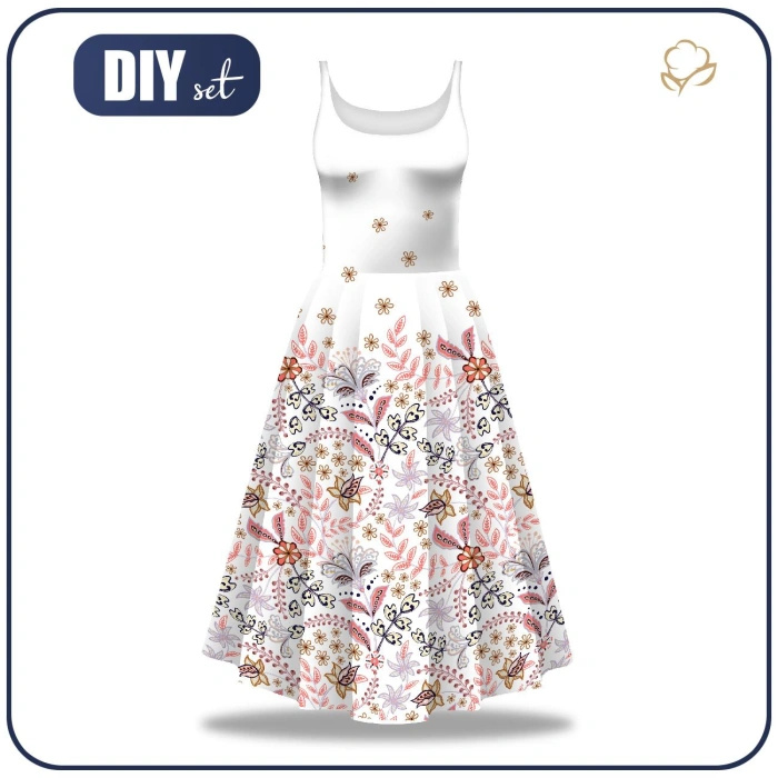 KLEID "ISABELLE" - BLUMEN (Motiv 3) / weiß - Nähset S