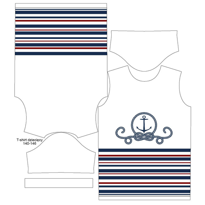 KID’S T-SHIRT -  ANCHOR / stripes (marine) - single jersey (104/110)