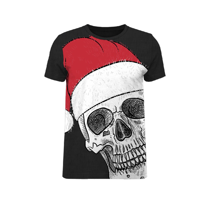 T-SHIRT MĘSKI - SANTA SKULL - single jersey XL