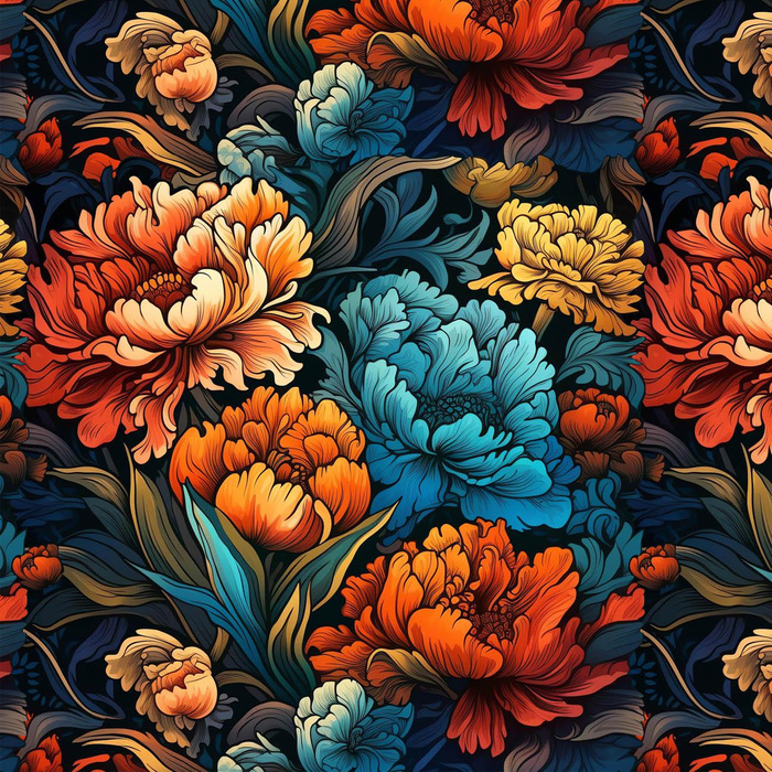 VINTAGE CHINESE FLOWER MS. 1 - Krepp