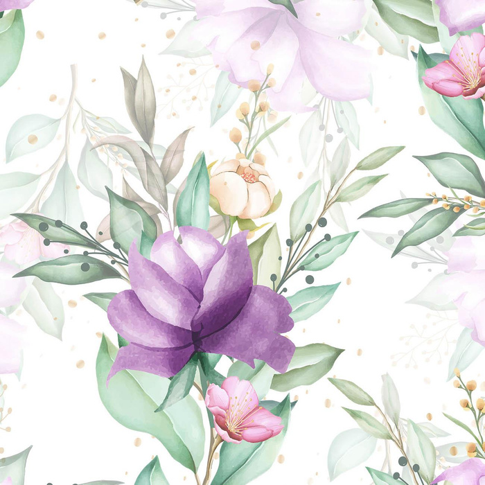 FIOLETOWE MAGNOLIE - Jersey wiskozowy