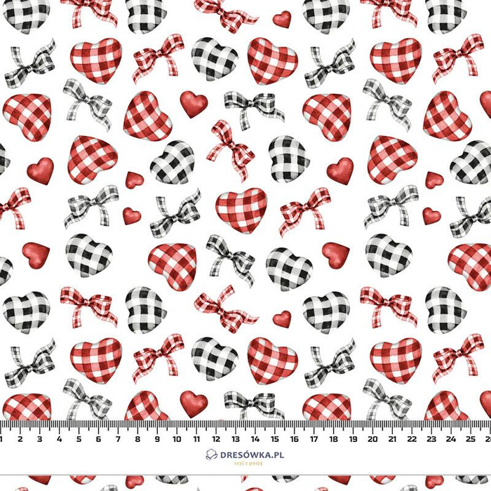HEARTS / MINI VICHY GRID (CHECK AND ROSES) - single jersey with elastane