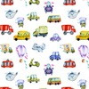 COLORFUL VEHICLES (COLORFUL TRANSPORT) - Cotton muslin
