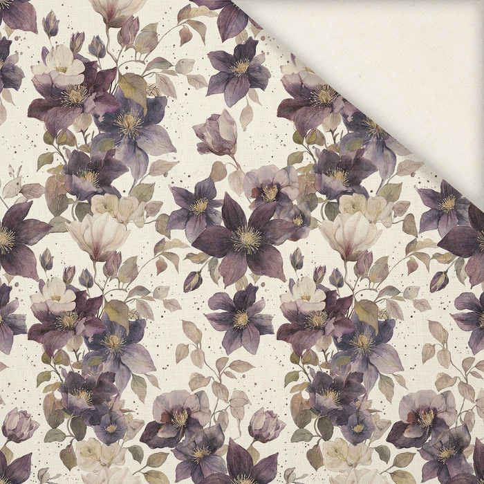 FLOWERS RACCOON FAMILY - Linen 100%