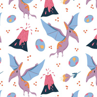 PTERODACTYL / VOLCANO - Cotton woven fabric