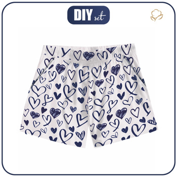 PYJAMAS-SHORTS "LINDA" - HERZEN / navy - Nähset