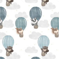 ANIMALS IN CLOUDS pat. 3 - Cotton woven fabric