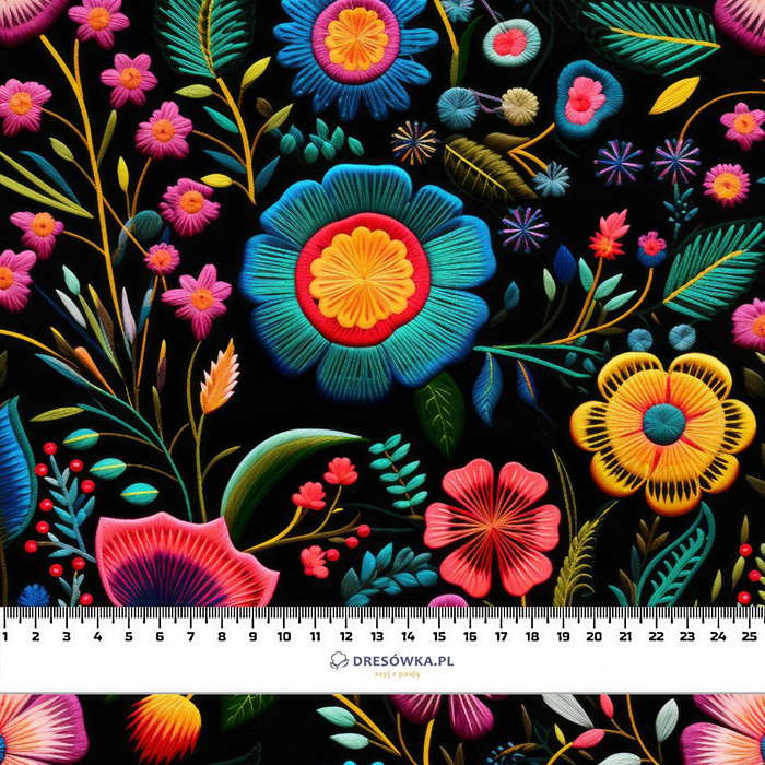 FLOWERS 3D PAT. 9 - looped knit fabric with elastane ITY