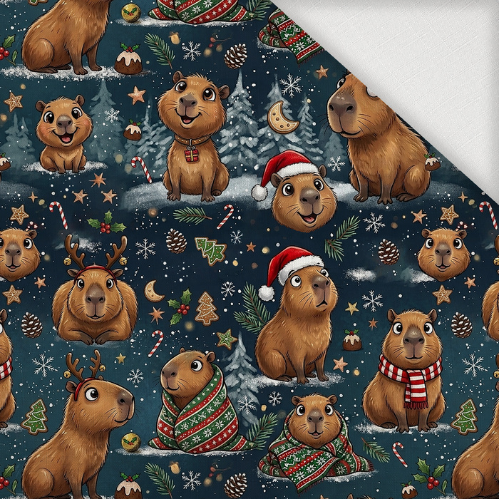 CHRISTMAS CAPYBARA - Tkanina na obrusy