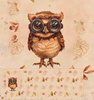 OWL STEAMPUNK FOREST PAT. 1 - panoramic panel looped knit (60cm x 155cm)