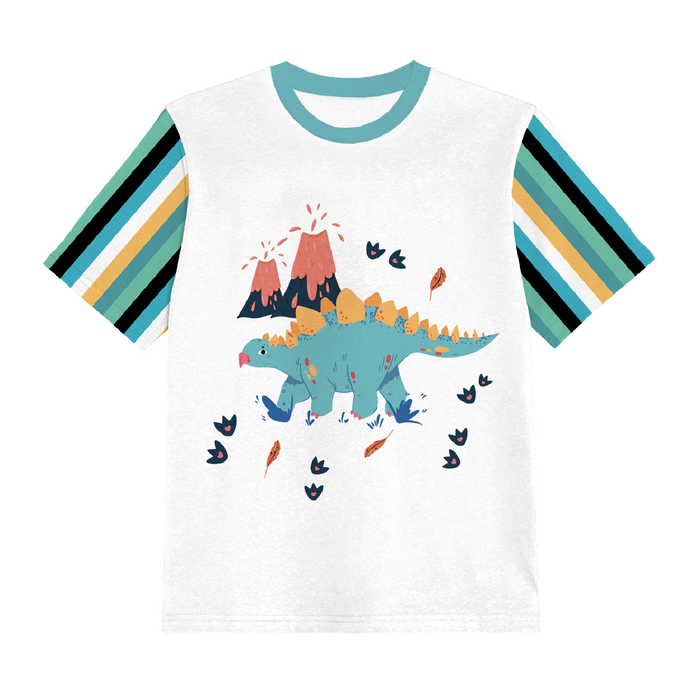 2-PACK - KINDER T-SHIRT - GEMALTE DINOSAURIER - Nähset (116/122)