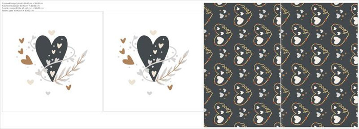 OZDOBNÉ POLŠTÁŘE - GRAFITOVÁ SRDCE