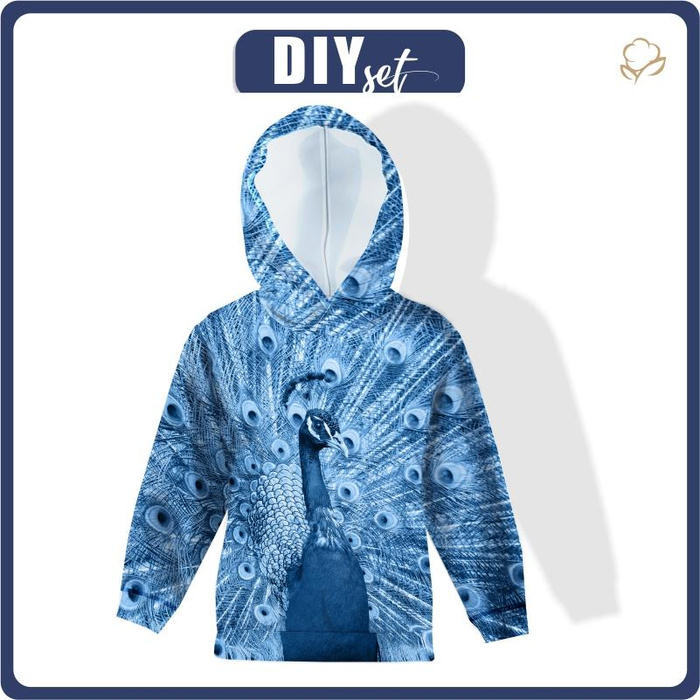 KID'S HOODIE - PEACOCK (CLASSIC BLUE) - looped knit fabric (98/104)